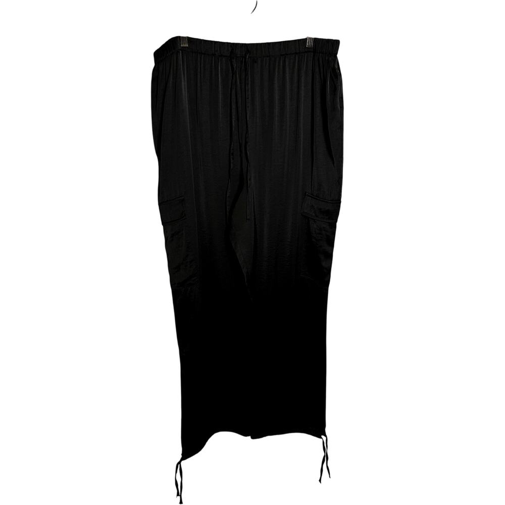 Black Shiny Drawstring Cargo Pants – Size US 12